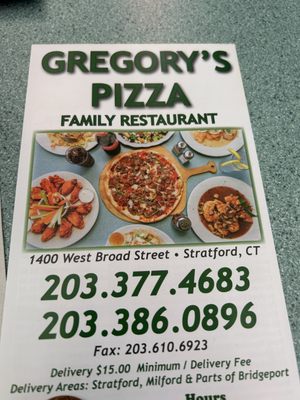 Menu photo 1 Gregory’s Pizza Stratford, CT Menu photo 1 Gregory’s Pizza Stratford, CT