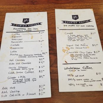 Courier Coffee Roasters - Menu (Oct 2023) - Coffee Roasteries Near Me - Portland, Oregon