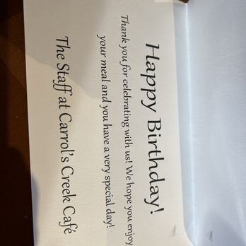 Carrol's Creek Cafe - Happy birthday - Seafood Near Me - Annapolis, Maryland Carrol's Creek Cafe - Happy birthday - Seafood Near Me - Annapolis, Maryland