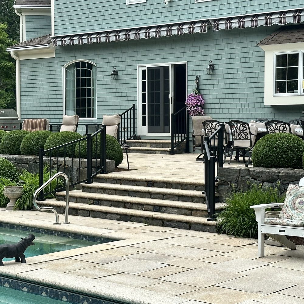 Young's Fencing - Railings installed on back door and pool access steps. - Landscaping Near Me - Ridgefield, Connecticut Young's Fencing - Railings installed on back door and pool access steps. - Landscaping Near Me - Ridgefield, Connecticut
