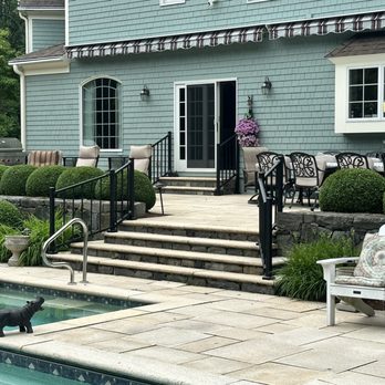Young's Fencing - Railings installed on back door and pool access steps. - Landscaping Near Me - Ridgefield, Connecticut Young's Fencing - Railings installed on back door and pool access steps. - Landscaping Near Me - Ridgefield, Connecticut