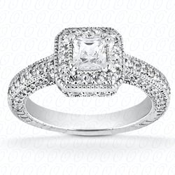 Ocean Jewelers - Halo Style DIamond Ring with A cushion Cut diamond Center