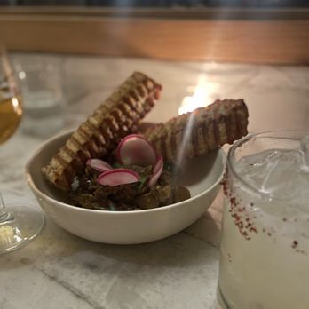Sereneco - Roasted Eggplant Dip and Jalapeño Marg - New American Near Me - Brooklyn, New York