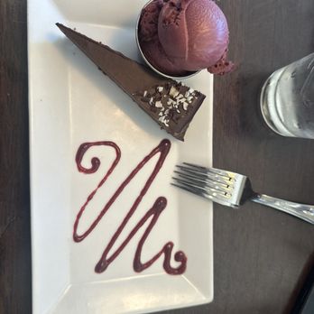 Blind Faith Cafe - Flourless Chocolate Cake with Rasberry Sorbet - Vegetarian Near Me - Evanston, Illinois Blind Faith Cafe - Flourless Chocolate Cake with Rasberry Sorbet - Vegetarian Near Me - Evanston, Illinois