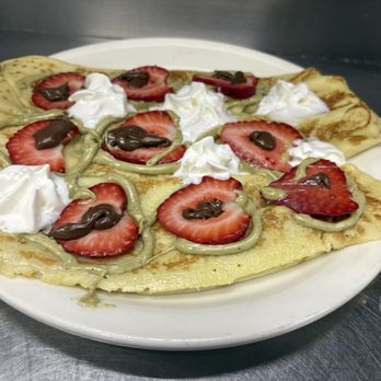 Crepe House Brunch & Spirits - Pistachio Strawberry Nutella crepes very delicious - American Near Me - Utica, Michigan Crepe House Brunch & Spirits - Pistachio Strawberry Nutella crepes very delicious - American Near Me - Utica, Michigan
