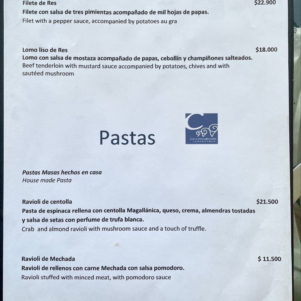 La Concepción - Menu - Seafood Near Me - Valparaíso, VS La Concepción - Menu - Seafood Near Me - Valparaíso, VS