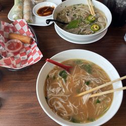 T’s Kitchen - Eye round pho, combination pho, spring rolls, egg rolls.