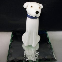 Magic In the Glass - Custom orders accepted all year long. This is a sculpture of a friends white boxer dog named 'Pearl' 3 1/2" full color  $75 value