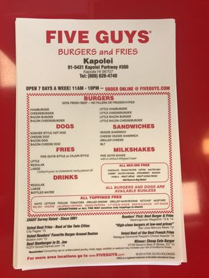Menu photo 7 Five Guys Kapolei, HI Menu photo 7 Five Guys Kapolei, HI