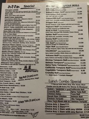 Menu photo 1 Babytuna Sushi Valencia, CA Menu photo 1 Babytuna Sushi Valencia, CA