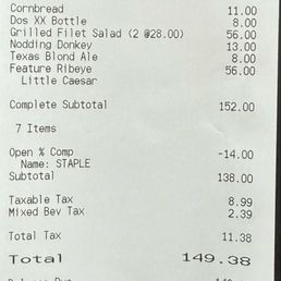 $14 comp for staples in my salad $14 comp for staples in my salad