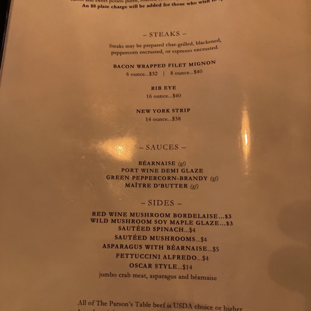 The Parson's Table - Menu - Steakhouses Near Me - Little River, South Carolina The Parson's Table - Menu - Steakhouses Near Me - Little River, South Carolina