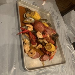 Shrimp, crawfish, mussels.