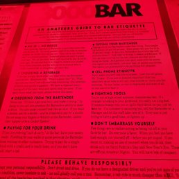 the menu for the restaurant