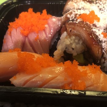 Ushio Sushi - Salmon sushi and toro sushi with topica (fish eggs) on top - Sushi Bars Near Me - Davie, Florida