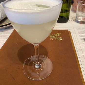 Tanglewood American Bistro - Sage cocktail with egg white. Delicious! - New American Near Me - Bozeman, Montana