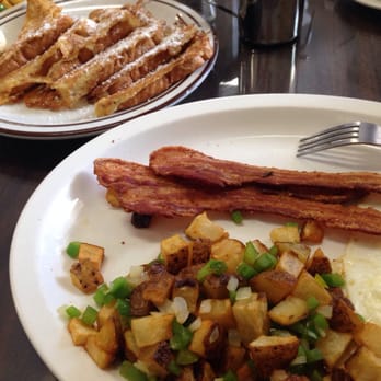Flo's Coffee Shop - French toast combo with a side of O'Brian potatoes. Delish! - Breakfast & Brunch Near Me - Azusa, California Flo's Coffee Shop - French toast combo with a side of O'Brian potatoes. Delish! - Breakfast & Brunch Near Me - Azusa, California