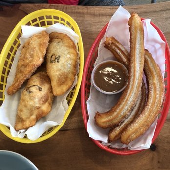 Chalos - #1. Carne Empanada #4. Pollo Empanada #8. Cebolla and Queso Empanada and Argentine Style Traditional Churros - Coffee & Tea Near Me - San Francisco, California Chalos - #1. Carne Empanada #4. Pollo Empanada #8. Cebolla and Queso Empanada and Argentine Style Traditional Churros - Coffee & Tea Near Me - San Francisco, California