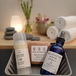 Gift set - lotion stick, soap bar, and room spray