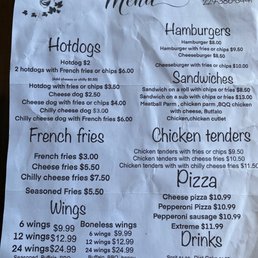 Dinner menu Dinner menu