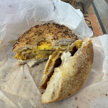 Orange County Bagel Bakery - Everything bagel, sausage, egg and cheese. Amazing! - Coffee & Tea Near Me - Goshen, New York Orange County Bagel Bakery - Everything bagel, sausage, egg and cheese. Amazing! - Coffee & Tea Near Me - Goshen, New York