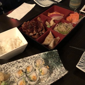 Kiro Sushi - Dinner bento combo pork katsu White tuna roll (I think) - Japanese Near Me - Toronto, Ontario
