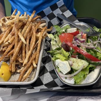 The Greeks ADK - Chicken souvlaki with french fries instead of rice. - Greek Near Me - Lake Placid, New York The Greeks ADK - Chicken souvlaki with french fries instead of rice. - Greek Near Me - Lake Placid, New York
