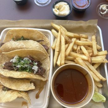 Treehouse - Birria tacos with add on of the french fries. Garlic aioli sauce is great with the fries. Both are delicious - Breakfast & Brunch Near Me - San Diego, California Treehouse - Birria tacos with add on of the french fries. Garlic aioli sauce is great with the fries. Both are delicious - Breakfast & Brunch Near Me - San Diego, California