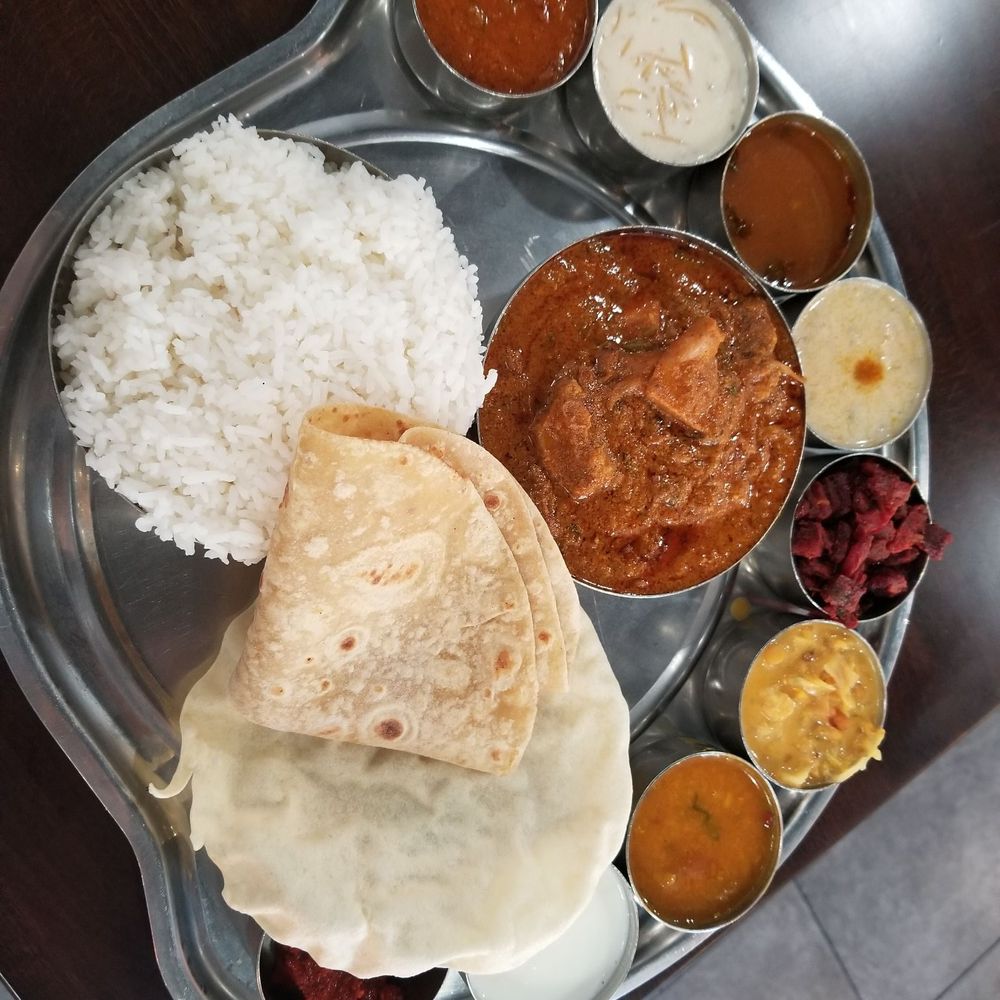 Anjappar Chettinad Indian Restaurant - Goat Thali - Indian Near Me - Tustin, California