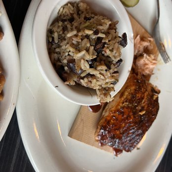 Food & Fire BBQ-Taphouse - Cedar plank salmon with red beans and rice - Barbeque Near Me - Moosic, Pennsylvania