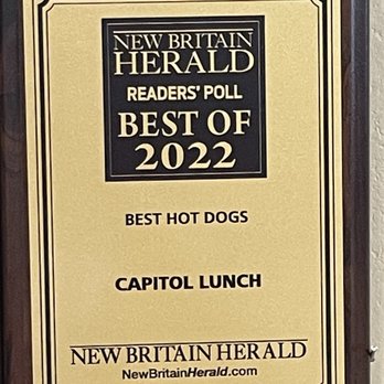 Capitol Lunch - the best of 2012 award plaque - Hot Dogs Near Me - New Britain, Connecticut Capitol Lunch - the best of 2012 award plaque - Hot Dogs Near Me - New Britain, Connecticut