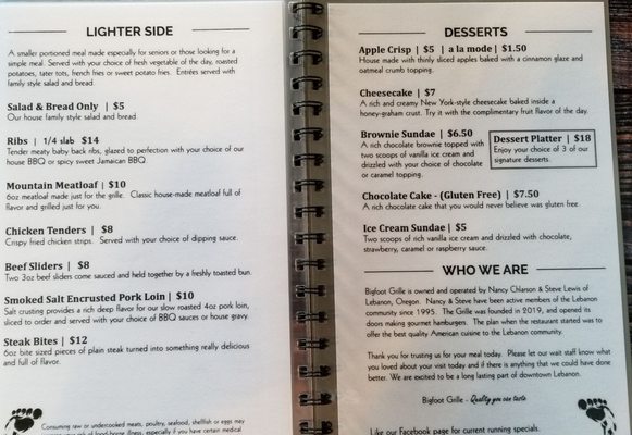 Menu photo 2 Bigfoot Grille Lebanon, OR Menu photo 2 Bigfoot Grille Lebanon, OR