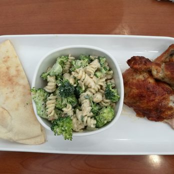 Calif Chicken Cafe - Dark Chicken Meat Al. la Carte with White Fajita Bread and a Side of Broccoli Pasta Salad - Salad Near Me - Venice, California Calif Chicken Cafe - Dark Chicken Meat Al. la Carte with White Fajita Bread and a Side of Broccoli Pasta Salad - Salad Near Me - Venice, California