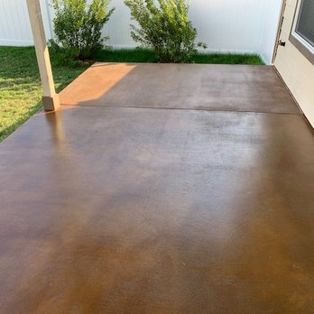 CJ's Landscape Design - Great concrete pour and staining. These are just 2 of the trees and bushed they planted. - Landscaping Near Me - Pflugerville, Texas