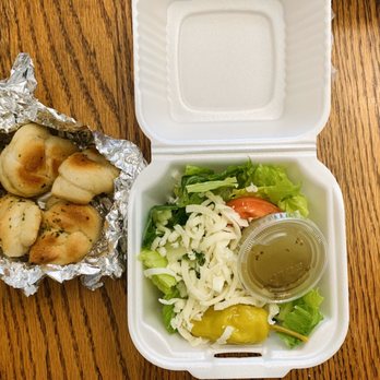 Carrico's Pizza - Side items: garlic knots and salad with Italian dressing - Pizza Near Me - Jackson, Tennessee Carrico's Pizza - Side items: garlic knots and salad with Italian dressing - Pizza Near Me - Jackson, Tennessee