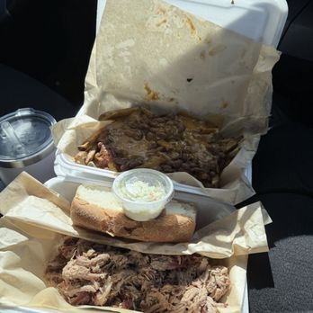 Dickey's Barbecue Pit - Brisket Chili Cheese Fries and Classic Sandwich with a topping of coleslaw - Barbeque Near Me - Chillicothe, Ohio
