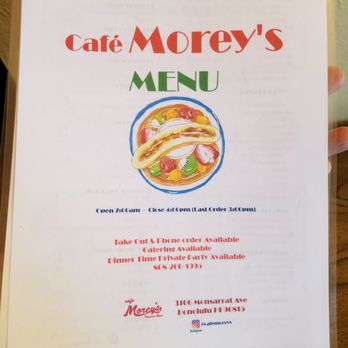 Cafe Morey's - Da menu......... - American Near Me - Honolulu, Hawaii Cafe Morey's - Da menu......... - American Near Me - Honolulu, Hawaii
