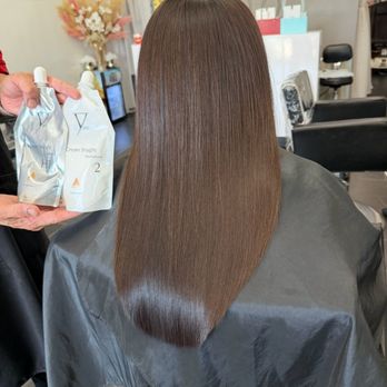 Cindy Hair Salon - Final results of retouch permanent straightening, cut and cover greys. - Hair Salons Near Me - Westminster, California