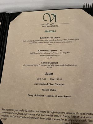 Menu photo 1 VI Restaurant Ferndale, CA Menu photo 1 VI Restaurant Ferndale, CA