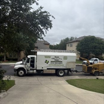 Texas Hill Country Trees - Truck blocking entire driveway - Tree Services Near Me Texas Hill Country Trees - Truck blocking entire driveway - Tree Services Near Me