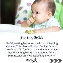 Beyond the Latch Lactation Support - Starting Solids: Group Class