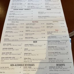 Menu as of June 2026 Menu as of June 2026