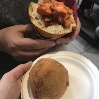 Mercato Centrale - Bread cone full of octopus, and a delicious Arancini - Food Court Near Me - Florence, FI Mercato Centrale - Bread cone full of octopus, and a delicious Arancini - Food Court Near Me - Florence, FI