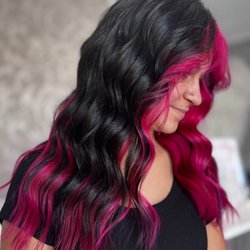 Studio 7 - Beautiful rich brunette with a bright halo of magenta pink.