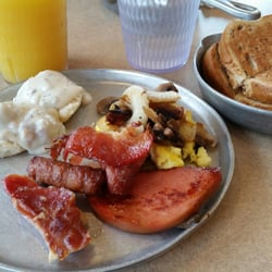 Iron Skillet - Eating a light buffet today, but could definitely filled up on fruit, salads, and waffles if I had room!! Rye bread was delicious.