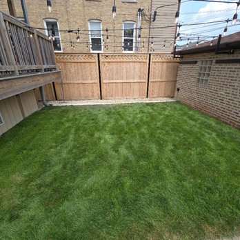 Red Fern Landscape Management - 1st mowing full view of new sod laid out by RedFern Landscaping . This is 3 weeks after it was laid fresh, nice thick and plush - Landscaping Near Me - Chicago, Illinois