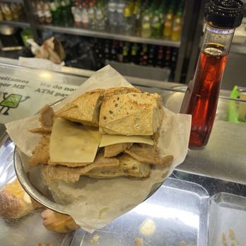 O Trevo - Bifana - pork sandwich with cheese , add chili oil and mustard - Beer Bar Near Me - Lisbon, 11