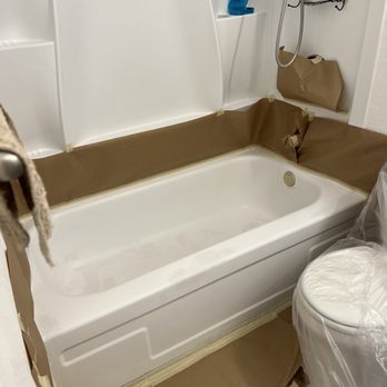 West Coast Resurfacing - Covered the bathroom to protect surroundings - Refinishing Services Near Me - Las Vegas, Nevada West Coast Resurfacing - Covered the bathroom to protect surroundings - Refinishing Services Near Me - Las Vegas, Nevada
