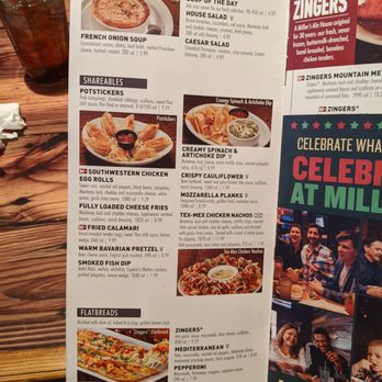 Miller's Ale House - Main menu (2 of 7). Soups, salads, shareable plates, flatbreads. - Sports Bars Near Me - Mcdonough, Georgia Miller's Ale House - Main menu (2 of 7). Soups, salads, shareable plates, flatbreads. - Sports Bars Near Me - Mcdonough, Georgia