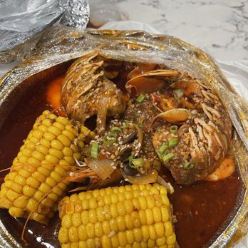 Lobster Now - Lobster tail dish.  Lobster, corn and shrimp was well seasoned. - Seafood Near Me - Pomona, California